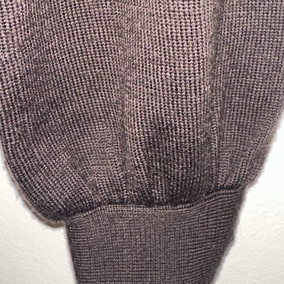 Dark Brown Wide Scoop Neck Sweater | Tibi Fine Knit Long Sleeve Pullover Minimal - Picture 4 of 5